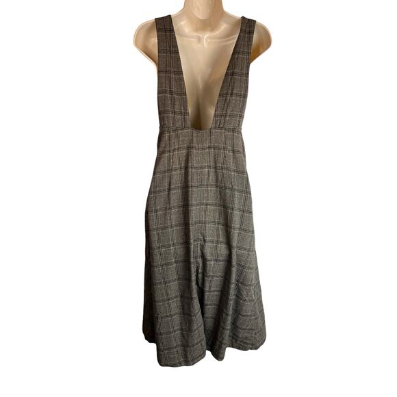 Free People plaid Jumper Vest Dress Tunic Twee Academia Retro 0 - Picture 9 of 12